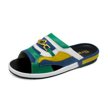 Men Sandals SKF-37 Green Nappa-Yellow Suede-White Nappa-Blue Suede